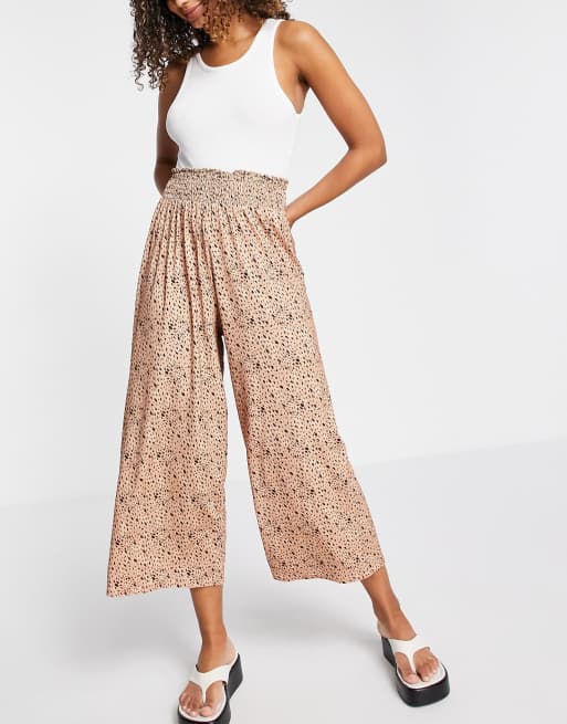 ASOS DESIGN – Kuloty z marszczoną talią i drobnym zwierzęcym wzorem