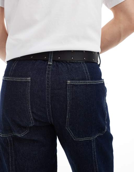 ASOS DESIGN – Kunstleder-Gürtel in Used-Schwarz mit Westernschnalle und Nietendetail, 3 von 4