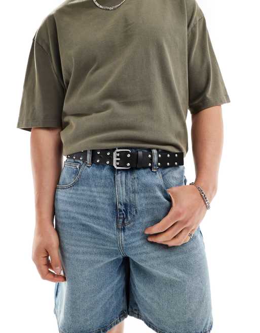 ASOS DESIGN – Kunstledergürtel in Schwarz mit Rollschnalle und mit Nieten besetzt, 4 von 4