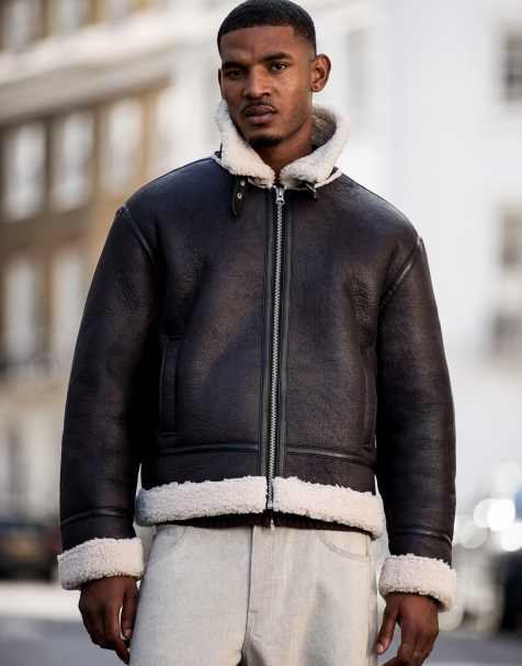 ASOS DESIGN kurtka aviator w kolorze czarno-kremowym - view 1
