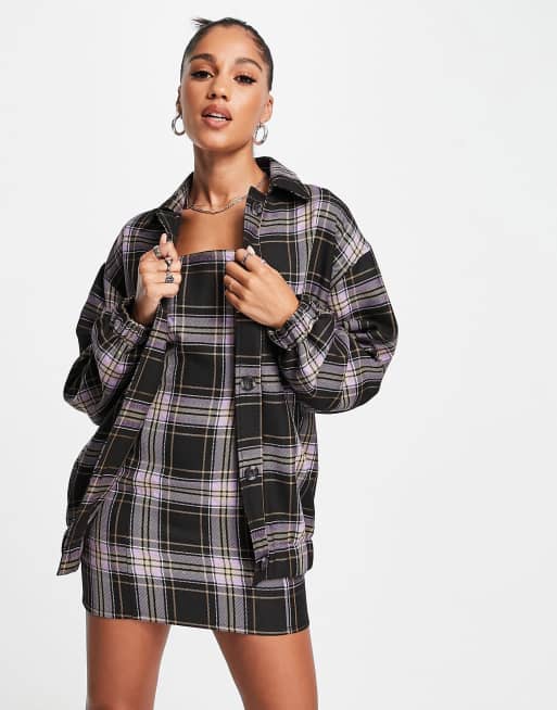 ASOS DESIGN – Kurtka bomberka o wydłużonym fasonie, w stylu uczelnianym, w kratę