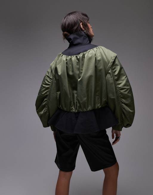 ASOS DESIGN – Kurtka bomberka z łączonych materiałów w kolorze khaki, 3 z 4