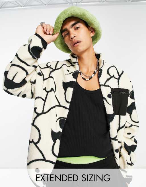 ASOS DESIGN – Kurtka dresowa oversize z kożuszka we wzór w psy na całości 