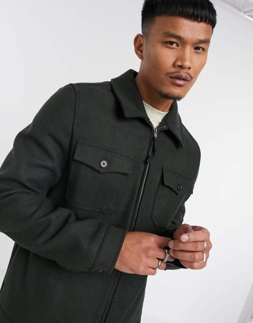 ASOS DESIGN – Kurtka Harrington w kolorze khaki z mieszanki wełny