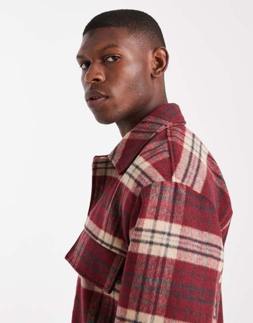 ASOS DESIGN – Kurtka Harrington z imitacji wełny w czerwoną kratkę, 4 z 5