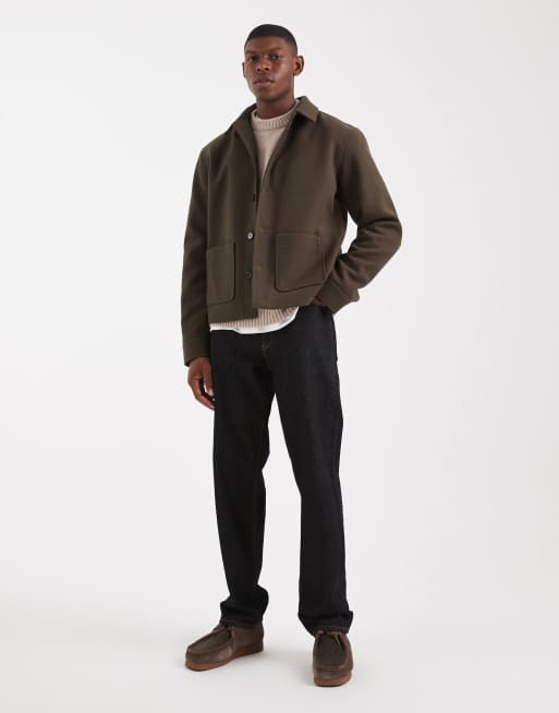 ASOS DESIGN – Kurtka Harrington z imitacji wełny w kolorze khaki, 2 z 5