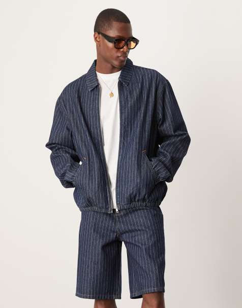 ASOS DESIGN – Kurtka jeansowa oversize w prążki, część zestawu - view 1