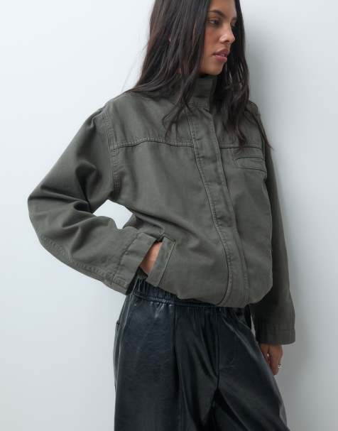 ASOS DESIGN kurtka jeansowa z golfem w kolorze khaki - view 1