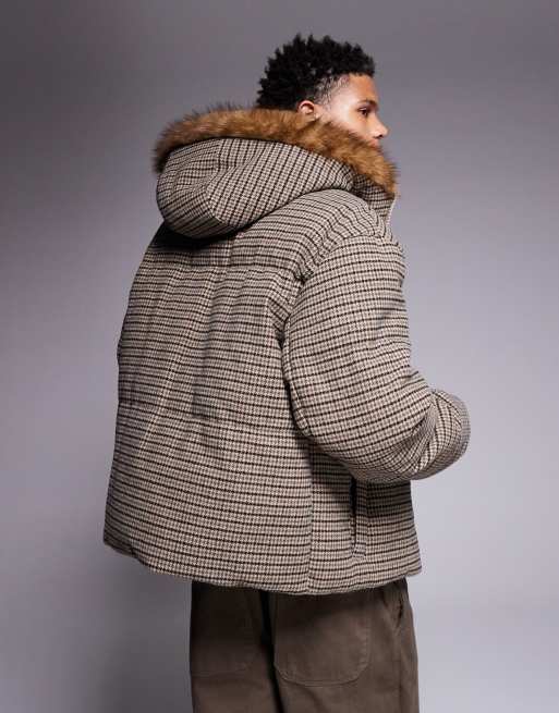 ASOS DESIGN – Kurtka ocieplana w kratkę ze sztucznym futrem, 3 z 5