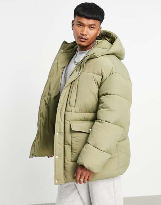 ASOS DESIGN – Kurtka puchowa typu oversize w kolorze khaki