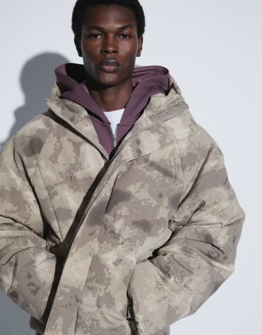 ASOS DESIGN kurtka puchowa z kapturem Peakmax w moro, zielona, 6 z 6