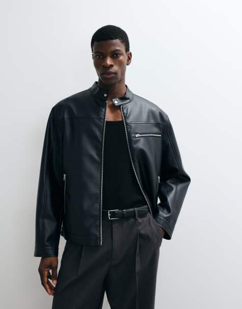 ASOS DESIGN kurtka racer z imitacji skóry w czerni - view 1