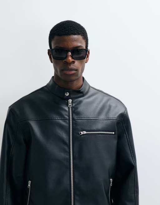 ASOS DESIGN kurtka racer z imitacji skóry w czerni, 2 z 5