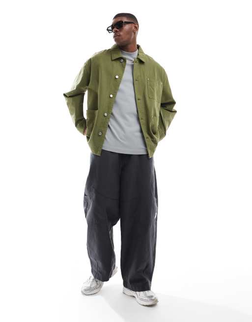 ASOS DESIGN – Kurtka typu worker z diagonalu w spranym kolorze khaki