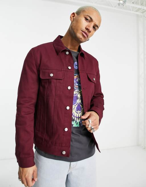 ASOS DESIGN – Kurtka w kowbojskim stylu z bordowego diagonalu, 3 z 4