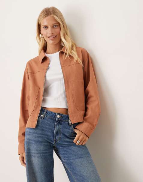 ASOS DESIGN – Kurtka z diagonalu w kolorze rdzawym, z kołnierzykiem - view 1