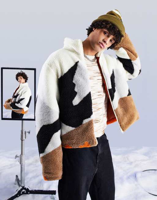 ASOS DESIGN – Kurtka ze sztucznego kożuszka ze wzorem 