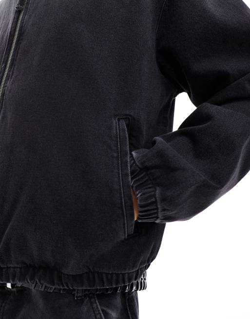 ASOS DESIGN – Kurz geschnittene Jeansjacke im Harrington-Stil in getönter Waschung, 3 von 4