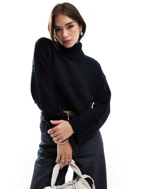ASOS DESIGN – Kurz geschnittener Rollkragenpullover in Schwarz - view 1