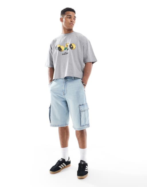 ASOS DESIGN – Kurz geschnittenes Oversize-T-Shirt in meliertem Grau mit Zitronengrafik, 4 von 4