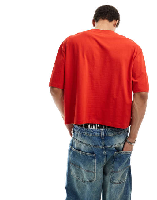 ASOS DESIGN – Kurz geschnittenes Oversize-T-Shirt in Rot mit „New York“-Print, 3 von 4