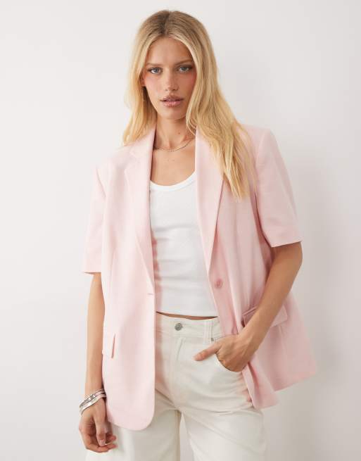 ASOS DESIGN – Kurzärmliger Blazer in Rosa, Kombiteil, 2 von 4