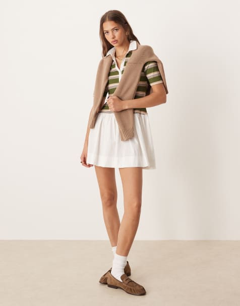 ASOS DESIGN – Kurzärmliges, bunt gestreiftes Hybrid-Minikleid mit Polokragen - view 1