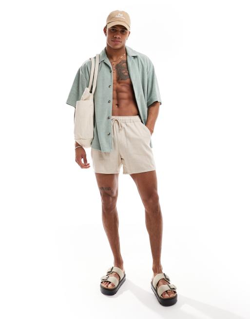 ASOS DESIGN – Kurzärmliges Frottee-Hemd in Salbeigrün mit Reverskragen und Oversize-Schnitt, 2 von 4