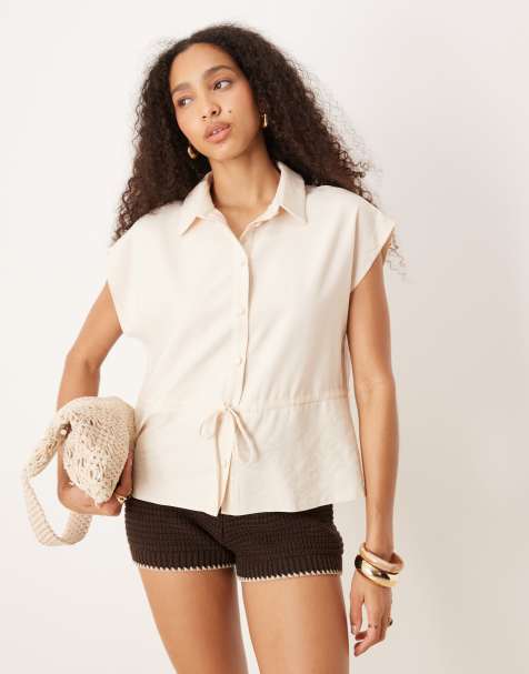 ASOS DESIGN – Kurzärmliges Hemd mit Taillenschnürung - view 1