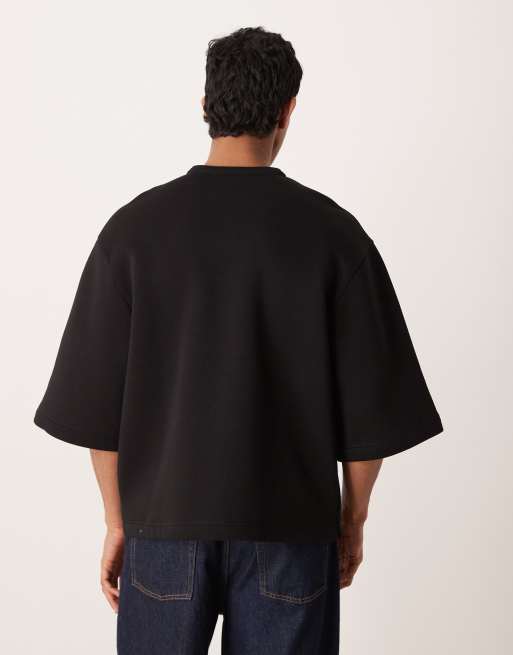 ASOS DESIGN – Kurzärmliges Henley-Sweatshirt in Schwarz, Kombiteil, 3 von 5