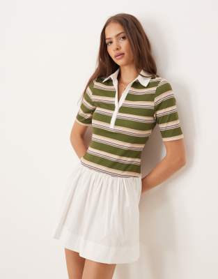 ASOS DESIGN - Kurzärmliges Hybrid-Rugby-Minikleid mit bunten Streifen