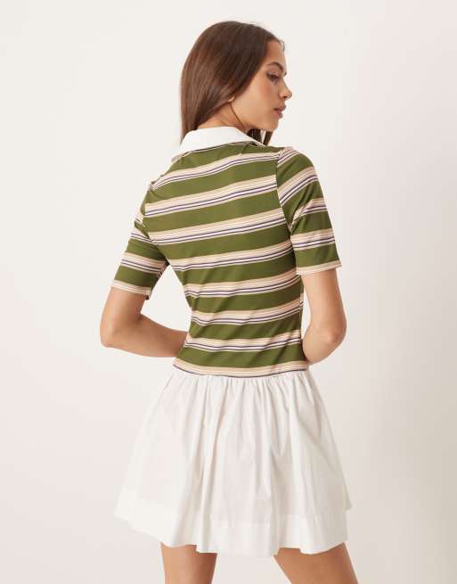 ASOS DESIGN – Kurzärmliges Hybrid-Rugby-Minikleid mit bunten Streifen, 2 von 4