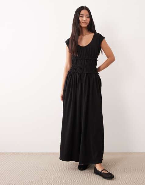 ASOS DESIGN – Kurzärmliges Maxikleid mit geraffter, betonter Taille - view 1