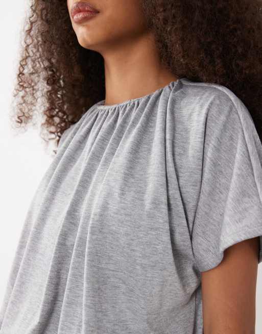 ASOS DESIGN – Kurzärmliges Oberteil in Grau mit Ballon-Schnitt, 4 von 4