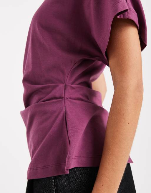 ASOS DESIGN – Kurzärmliges Oberteil in Rot mit U-Ausschnitt, 3 von 4