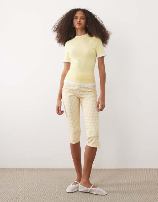 ASOS DESIGN kurzärmliges Oberteil mit doppelter Lage in Buttermilchweiß und Weiß, 4 von 4