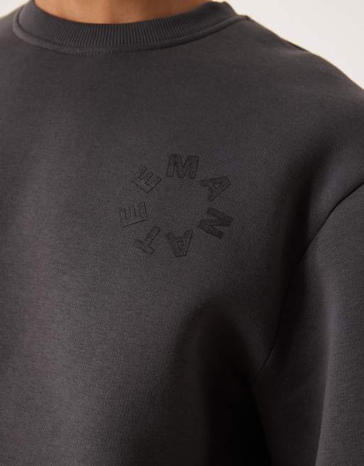 ASOS DESIGN – Kurzärmliges Relaxed-Fit-Sweatshirt in verwaschenem Schwarz mit Print, 5 von 5