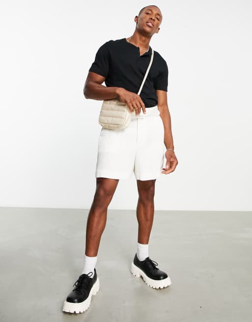 ASOS DESIGN – Kurzärmliges T-Shirt in Schwarz mit Grandad-Kragen, 4 von 4