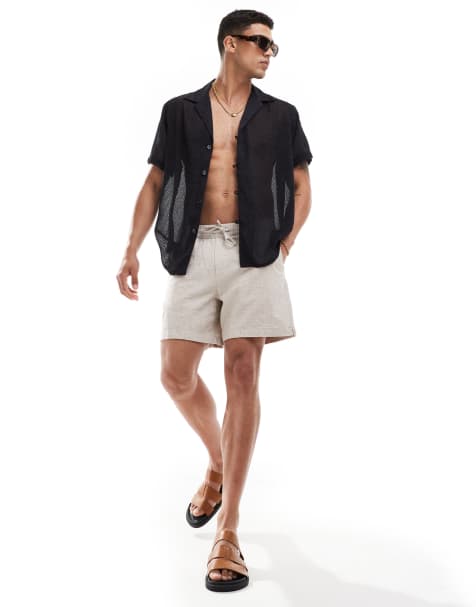 ASOS DESIGN – Kurzärmliges, transparentes Hemd in Marineblau mit lockerem Schnitt und Reverskragen - view 1