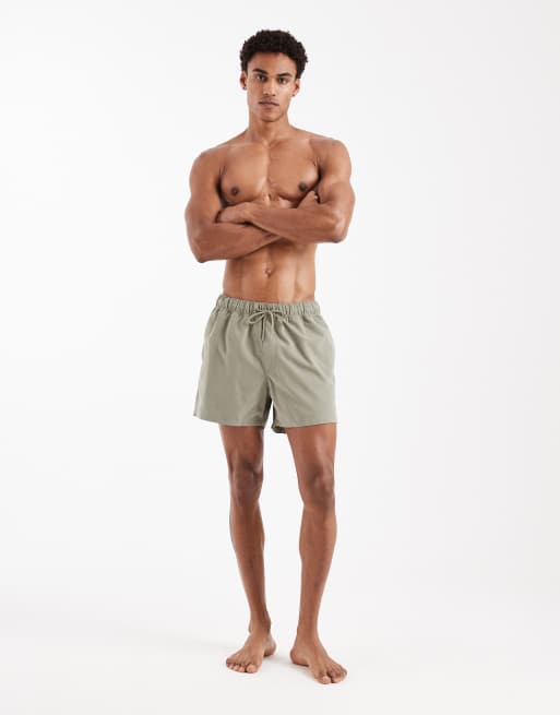 ASOS DESIGN – Kurze Badeshorts in Khaki, 2 von 5