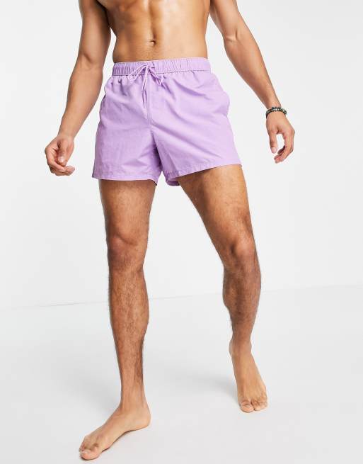 ASOS DESIGN – Kurze Badeshorts in lila Acid-Waschung, 3 von 4