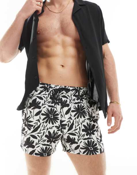 ASOS DESIGN – Kurze Badeshorts mit handgemaltem Blumenmuster - view 1