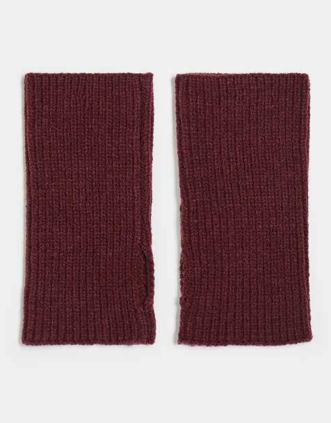 ASOS DESIGN – Kurze, gerippte Handstulpen in Burgunderrot - view 1