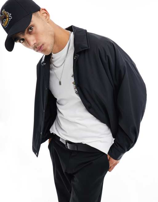 ASOS DESIGN – Kurze geschnittene Trainerjacke in Schwarz mit extremer Oversize-Passform