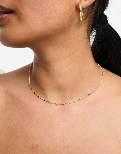 ASOS DESIGN – Kurze, goldfarbene Halskette mit Stegdetails