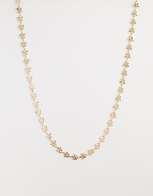 ASOS DESIGN - Kurze Halskette in Goldoptik mit kleinen Blumendetails-Goldfarben