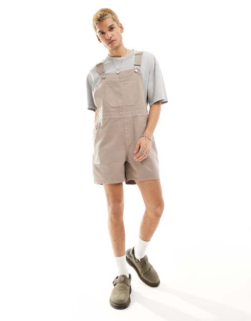 ASOS DESIGN – Kurze Latzhose in Braun, 2 von 4