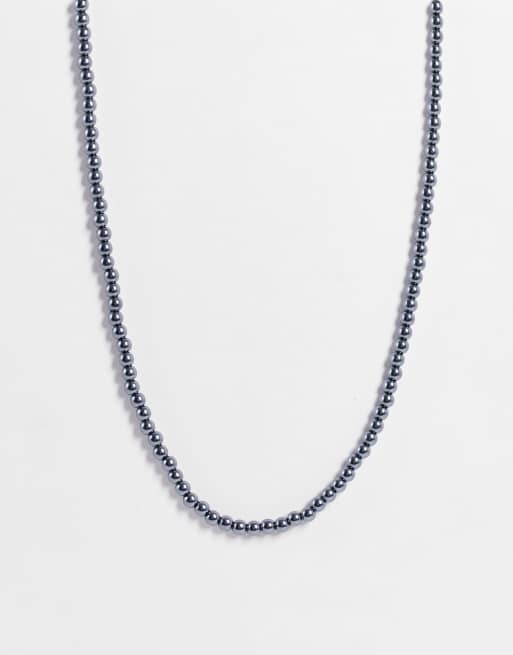 ASOS DESIGN – Kurze Perlenhalskette mit 6-mm-Kunstperlen in glänzendem Schwarz