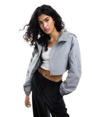 ASOS DESIGN - Kurze Regenjacke in Grau mit Kapuze