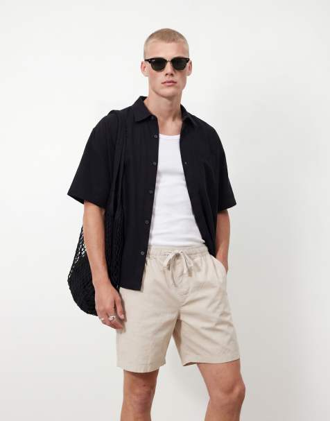 ASOS DESIGN – Kurze Shorts aus Leinenmix in Steinbeige - view 1